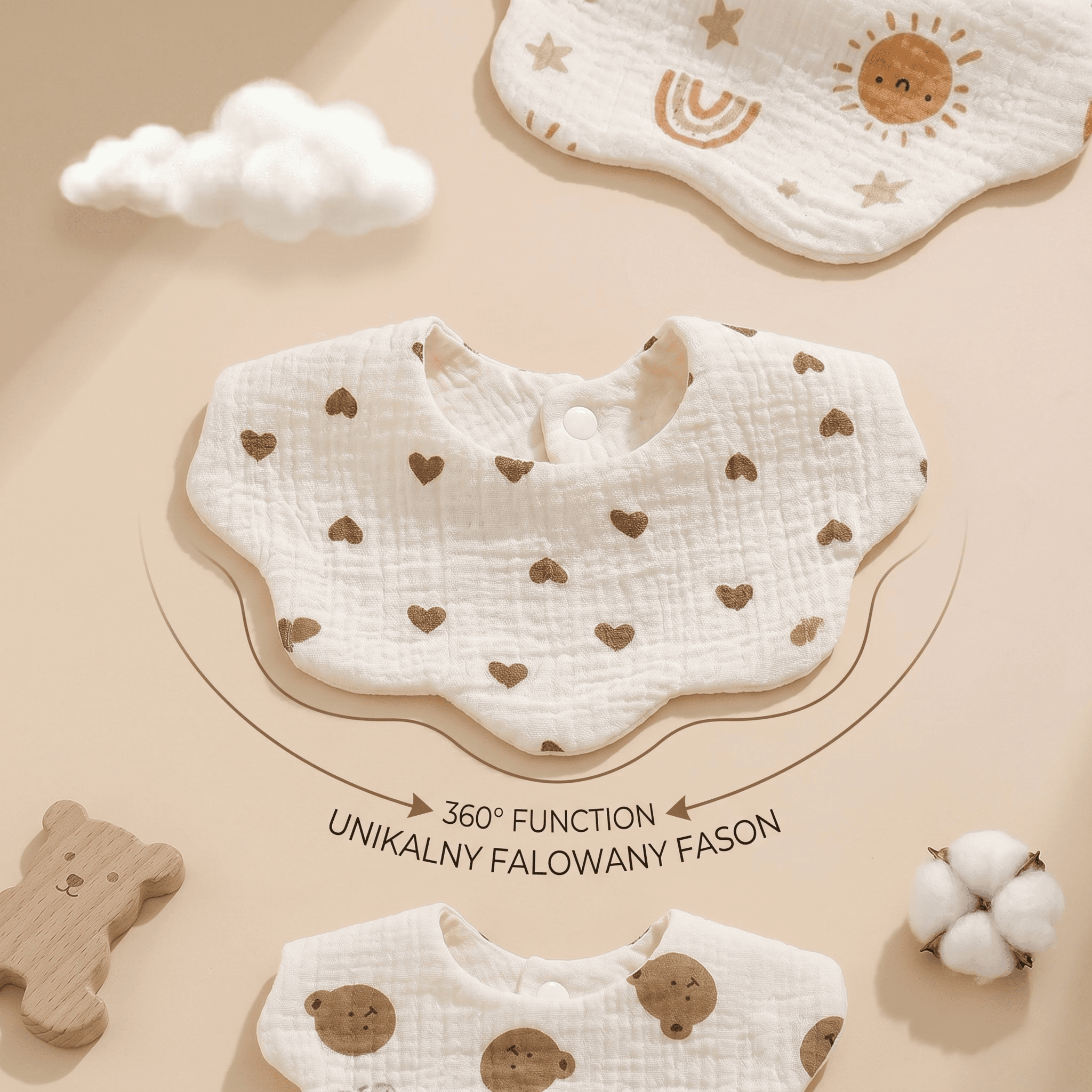 Śliniaki „Tulimki Muślinowe” 6-warstwowe pielęgnacyjne